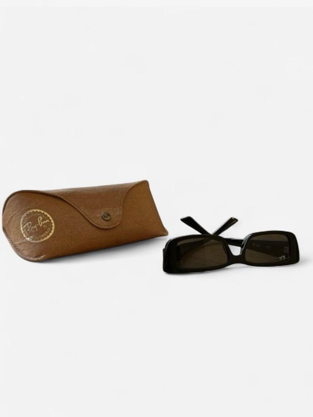 y2k Ray-Ban Kiliane Polished Black Rectangular Sunglasses Unisex Bio-based
